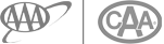 The image shows two logos: one on the left contains "AAA" in a circle with an orbit-like design, and one on the right contains "CAA" within a circle.